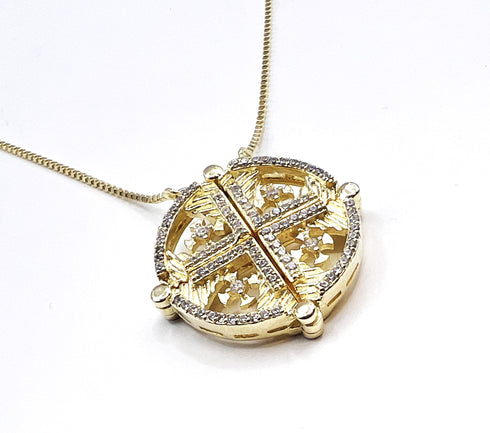 Sterling Round Jerusalem Cross Opening Magnetic Necklace